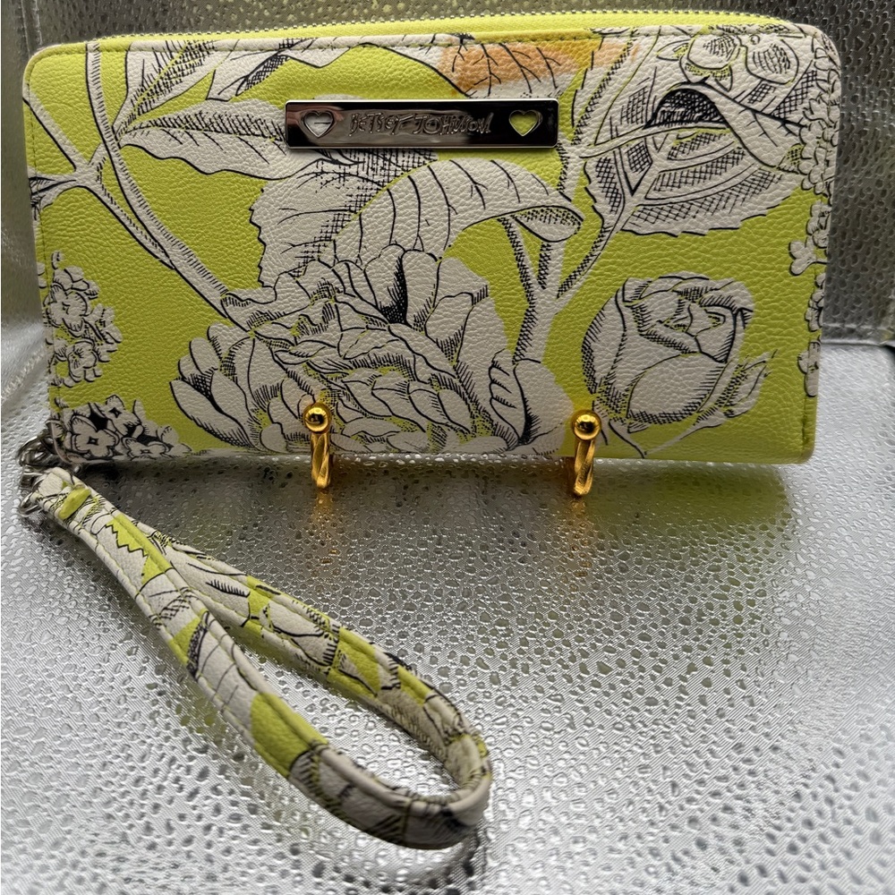 Betsey Johnson Yellow Floral Wristlet Clutch